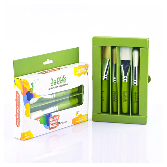 dabble Chubby ?Synthetic Paint Brush Set | Easy to Grasp | Eco-Friendly Paint Brushes for Toddlers | Ergonomically Designed Wooden Handles Bristles | for Ages 2.5+