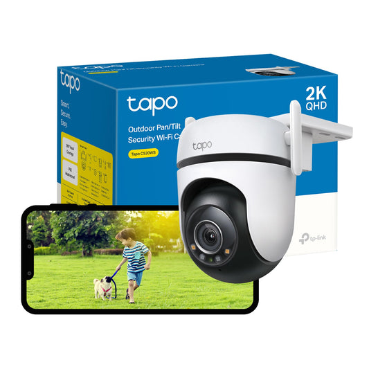 Tapo C520WS 2K QHD 4MP Outdoor Pan/Tilt Security Smart Wi-Fi Camera,IP66 Weatherproof, AI Detection,360° Visual Coverage,Starlight Colour Night Vision, Works with Alexa&Google Home