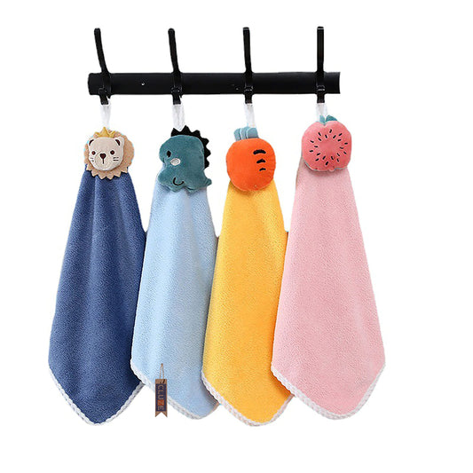 CLUZE Super Soft Cute Hanging Hand Towel for Kitchen and Bathroom | Ultra Absorbent Thick Coral Velvet Hand Towels with Hanging Loop Fast Drying Microfiber 38”x25 (Pack of 2)
