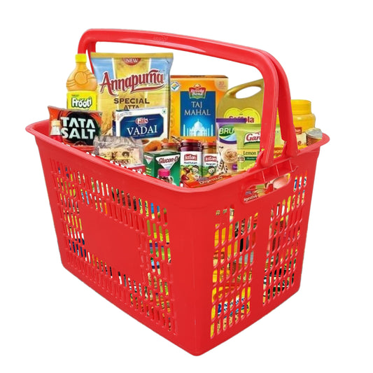 Singhal Super Market Grocery Vegetable Portable Plastic Shopping Rectangular Basket with Handle (Red)