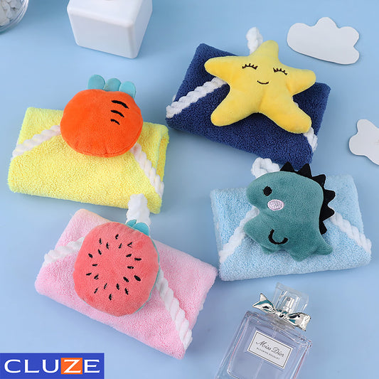 CLUZE Super Soft Cute Hanging Hand Towel for Kitchen and Bathroom | Ultra Absorbent Thick Coral Velvet Hand Towels with Hanging Loop Fast Drying Microfiber 38”x25 (Pack of 2)